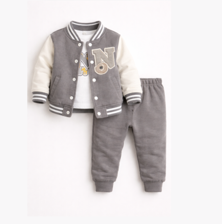 Trening - Costumas 3 piese, cu jacheta, gri