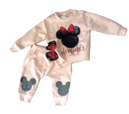 Trening - Costumas 3 piese,Minnie Mouse cu bentita rosie