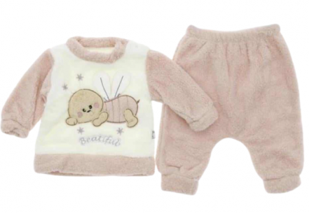 Set nou nascut - Costumas cocolino, pentru bebe, ursuletul mofturos, roz