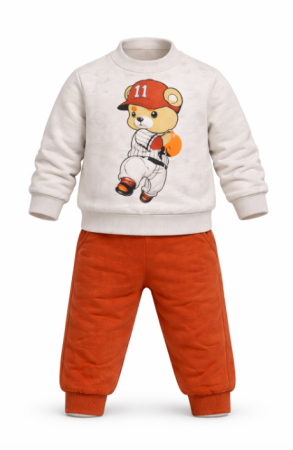 Haine baieti - Costumas copii, ursulet cu sapca, maro