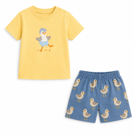Set nou nascut - Costumas de vara, Pinguini 3D, Galben