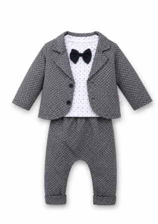 Set nou nascut - Costumas elegant, 3 piese, Gri