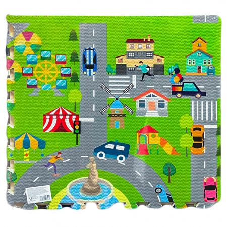 Covoras Buretat, Tip puzzle, Sa invatam semnele de circulatie, 120x120 Cm [3]