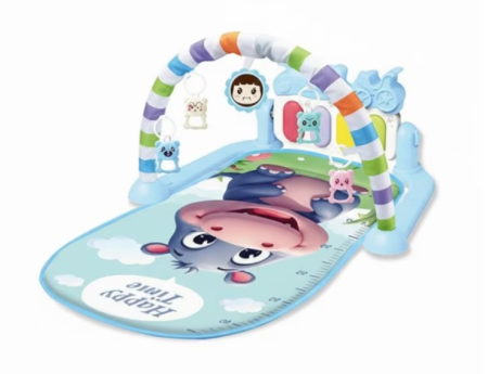 Jucarii interactive bebe - Covoras de joaca, tip salteluta,  cu pian si arcada cu jucarii Albastru, centru de activitati bebelusi, +3 luni, albastru