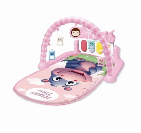 Covoras de joaca, tip salteluta, cu pian si arcada cu jucarii, centru de activitati bebelusi, +3 luni, roz [2]