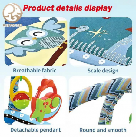 Covoraș interactiv cu jucării suspendate pentru bebeluși, Multicolor [7]