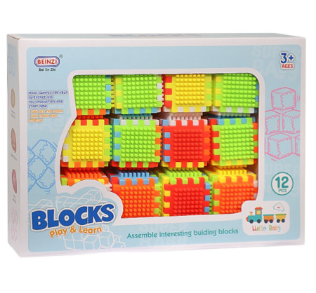 Jucarii tip Montessori - Cuburi Constructor "Play & learn", 12 buc