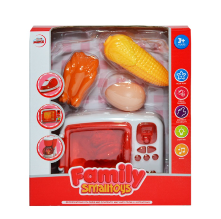 Jucarii role-play copii - Cuptor Cu Microunde Cu Baterii + Accesorii, 10 Piese/Cutie