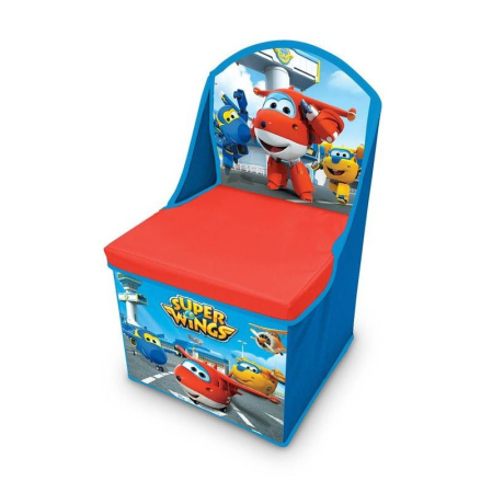 Cos depozitare jucarii - Cutie 2 in 1 Depozitare jucarii si scunel cu spatar,Avioane