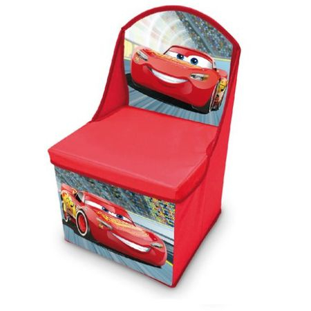 Cos depozitare jucarii - Cutie 2 in 1 Depozitare jucarii si scunel cu spatar,Cars