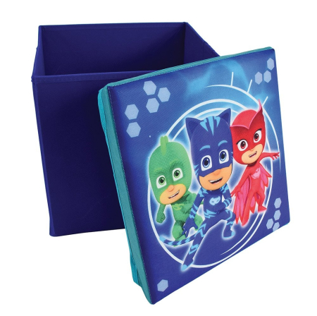 Cos depozitare jucarii - Cutie depozitare articole copii,2 in 1,Functie de taburet,Eroi in Pijamale