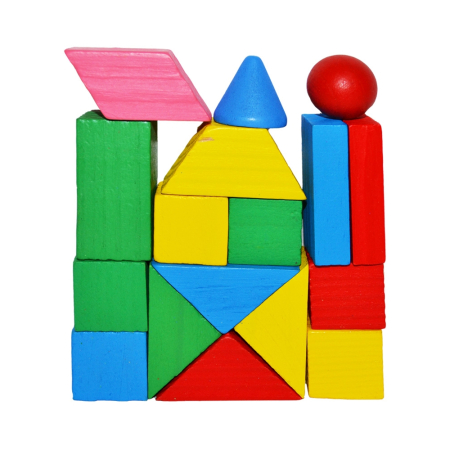 Puzzle si jocuri de construit - Forme Geometrice Din Lemn, Multicolor