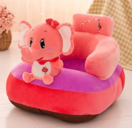 Mobilier camera copii - Fotoliu bebe din plus cu spatar si suport de picioare ,elefant roz