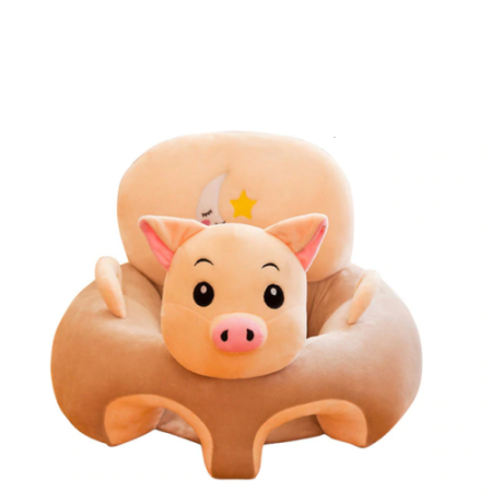 Mobilier camera copii - Fotoliu bebe din plus cu spatar si suport de picioare ,porcusor bej