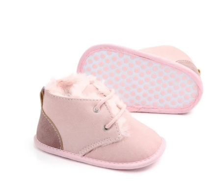 Incaltaminte pt primii pasi - Ghetute bebe, roz, cu blanita