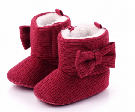 Incaltaminte de panza - Cizmulite rosii cu fundita