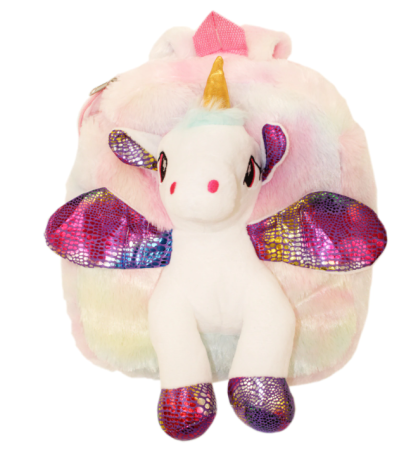 Ghiozdane - Ghiozdan rainbow pentru gradinita cu unicorn atasat, 30x30 cm