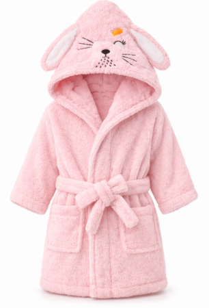 Prosop de baie - Halat de baie pentru copii cu glugă iepuraș, Super absorbant, roz