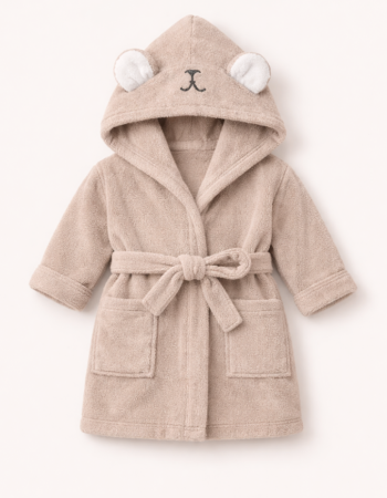 Prosop de baie - Halat de baie pentru copii cu glugă, Super absorbant, Bej