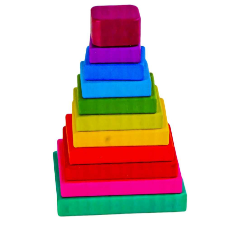 Jucarii educative - Joc Piramida Patrat, Din Lemn