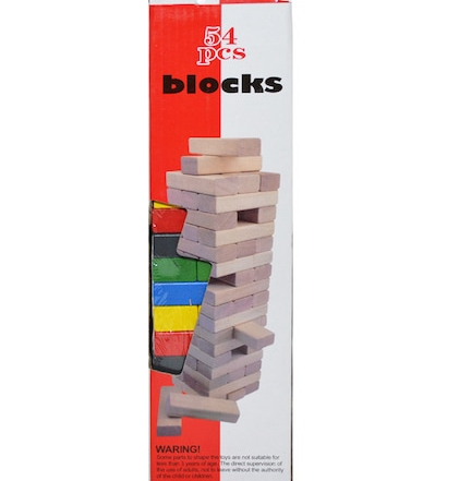 Puzzle si jocuri de construit - Joc Turnul Cazator colorat din lemn , 54 piese,tip Jenga