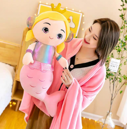 Jucarie de plus cu paturica inclusa, Sirena, roz [1]