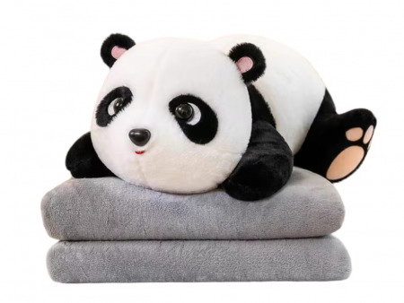 Jucarii interactive bebe - Jucarie de plus cu paturica inclusa, Ursulet Panda