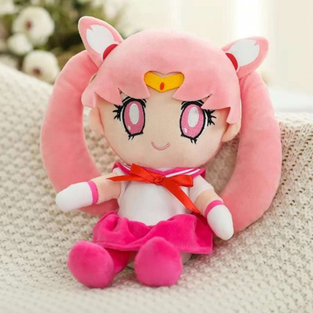 Papusi, plusuri, zane si figurine - Jucarie de plus tip anime Sailor Chibi Moon Chibiusa, Toxic Beauty, 25 cm, roz