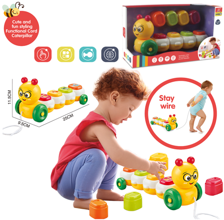 Jucarii tip Montessori - Jucarie de sortat, Omida cu blocuri asociative