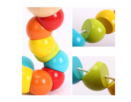 Jucarie din lemn, Montessori, tip Omida pe ata [3]