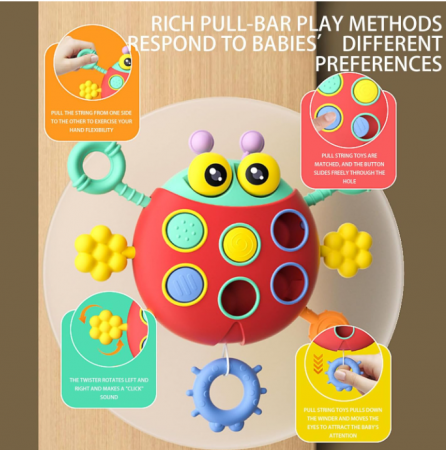 Jucarie interactiva, 3 in 1, Dentitie, Trage si descopera, Montessori [3]