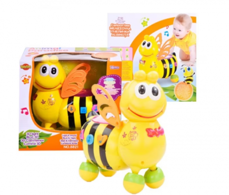 Jucarii interactive bebe - Jucarie interactiva, Albinuta cu lumini si sunete, Galben