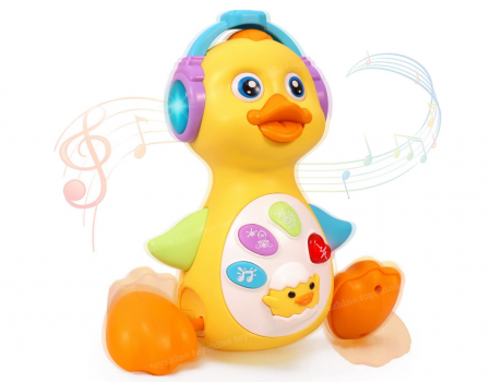 Jucarii interactive bebe - Jucarie interactiva, pentru bebe, ratusca cu muzica si lumini