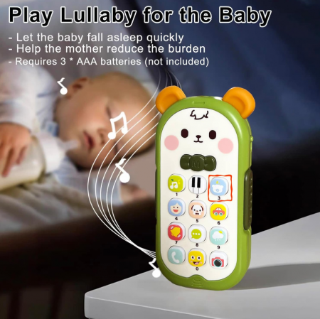 Jucarie Interactiva tip Telefon, model de ursulet, cu sunete si lumini, Parti din silicon pentru dentitie [3]