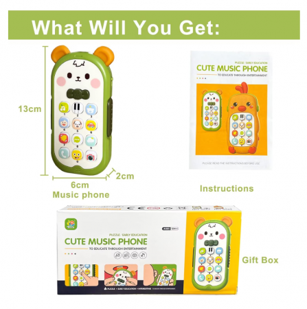 Jucarie Interactiva tip Telefon, model de ursulet, cu sunete si lumini, Parti din silicon pentru dentitie [6]
