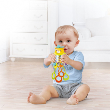 Jucarie senzoriala pentru bebelusi, Scutura si Trage, Ursulet,  +6 luni [2]