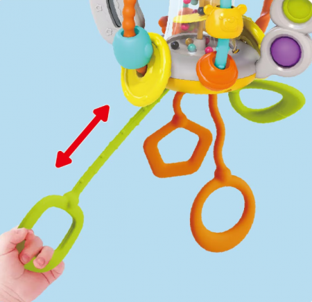 Jucarie senzoriala pentru bebelusi, Scutura si Trage, Ursulet,  +6 luni [3]