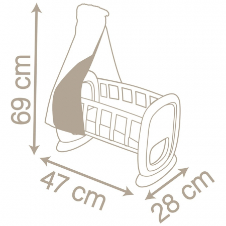 Leagan pentru papusa Smoby Baby Nurse Cradle maro cu baldachin [2]