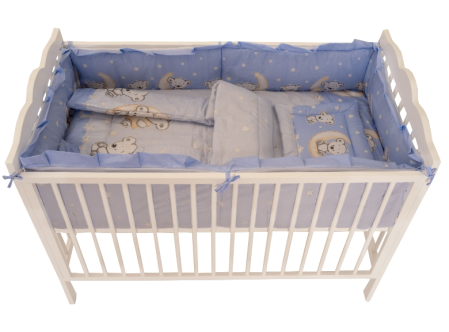 Lenjerii 5 piese - Lenjerie MyKids Bear On Moon Blue M1 4+1 Piese 120x60