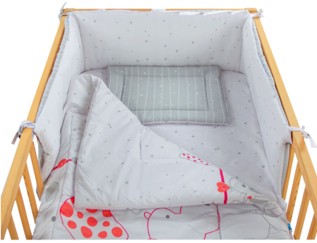 Lenjerie MyKids My Zoo Rosu 4+1 Piese 120x60 cm [2]