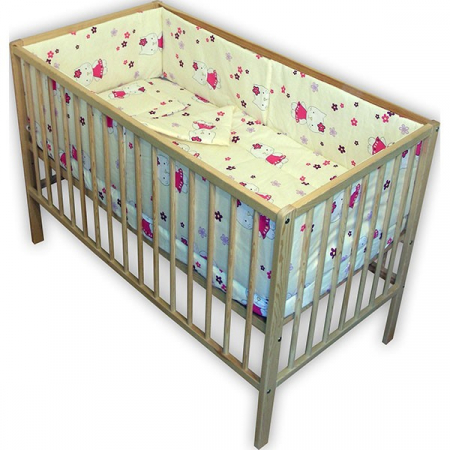 Pentru bebe - Lenjerie patut Hubners Kitty Floricele 5 piese crem