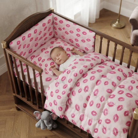 Pentru bebe - Lenjerie pentru pătuț bebe 120x60 cm, 4 piese, Cu laterala