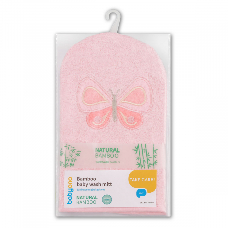 Manusa de baie din fibra de bambus Babyono roz [1]