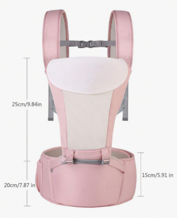 Marsupiu Ergonomic pentru Bebe cu Scaunel, 3-25 Kg, All Season, Roz [1]