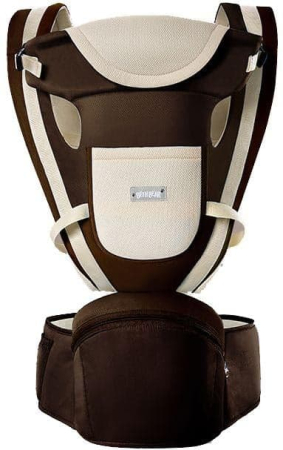 Marsupiu transport bebe - Marsupiu Ergonomic pentru Bebe cu Scaunel,3-25 Kg, All Season,Bubu-Still®, Bumbac,10 Pozitii,maro