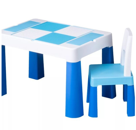 Mobilier camera copii - Masa cu 1 scaun, 2 Fete, O Fata Compatibila Set de Lego, albastru