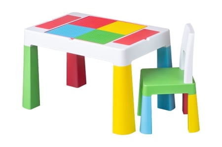 Mobilier camera copii - Masa cu 1 scaun, 2 Fete, O Fata Compatibila Set de Lego, Multicolor