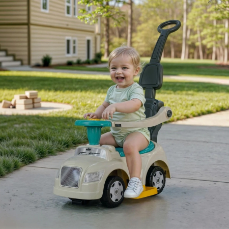 Masinuta pentru copii Dolu Ride On D2634 3 in 1, plastic, alb + turcoaz + gri, 87 x 85 x 41 cm [1]