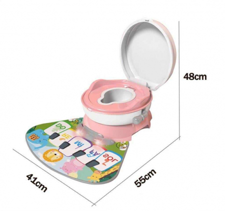 Olita muzicala, 3 in 1, cu covoras muzical detasabil, reductor si tub de scurgere, roz [1]