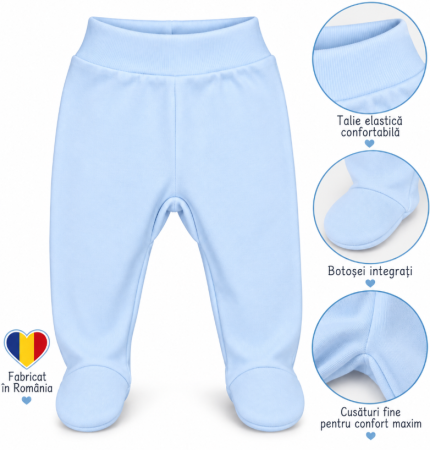 Pantaloni de casa - Pantaloni,Cu botosei,Cu banda de bumbac,albastru
